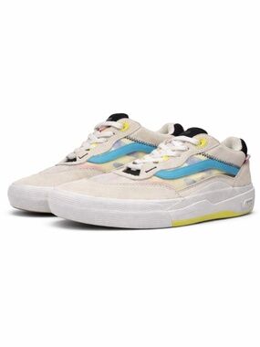 4/$20➡️ Vans Cream Blue Sneakers Mesh Pink Yellow Accents – Men 6 / Women 7.5